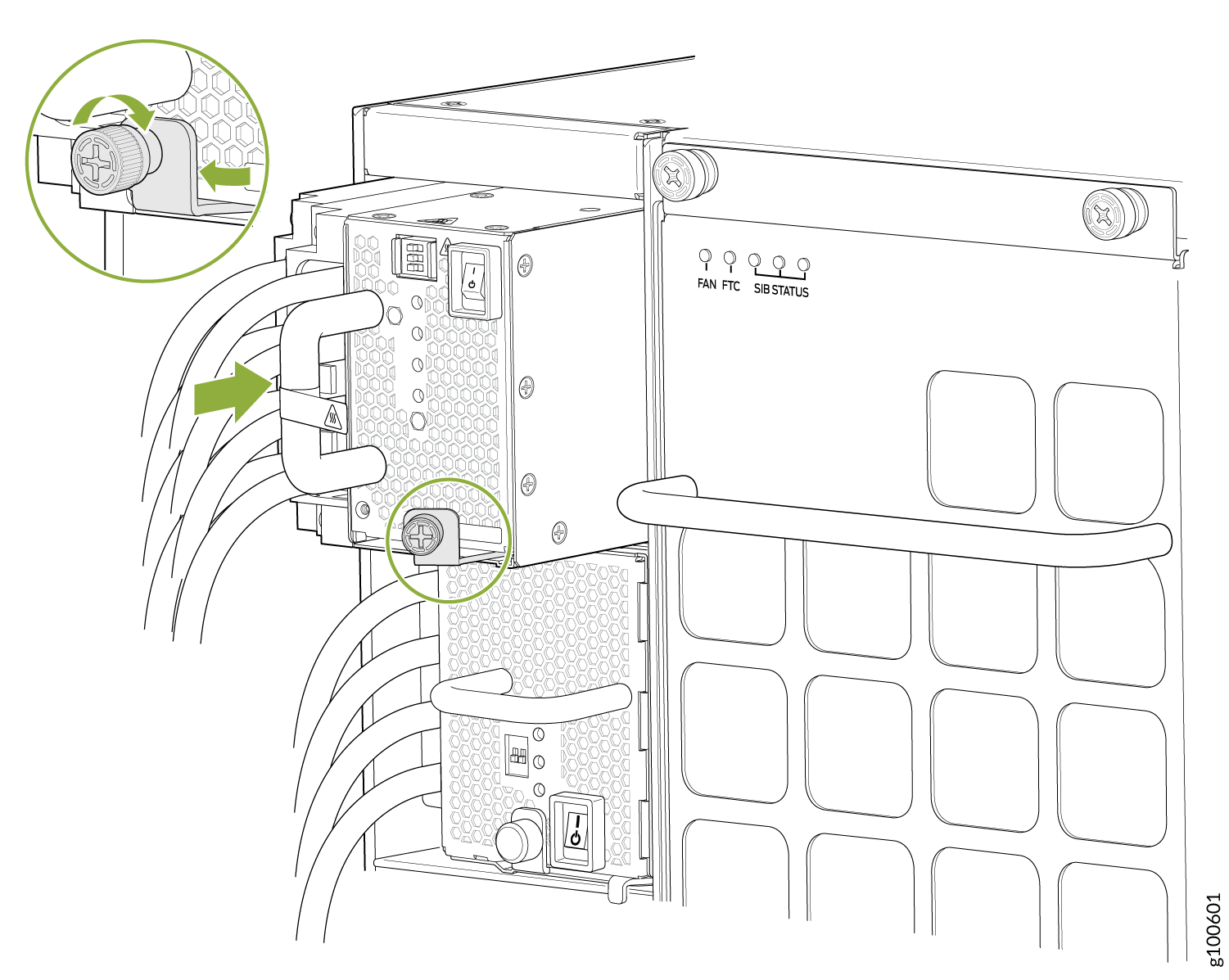 Installing a JNP10K-PWR-DC2 in an MX10008