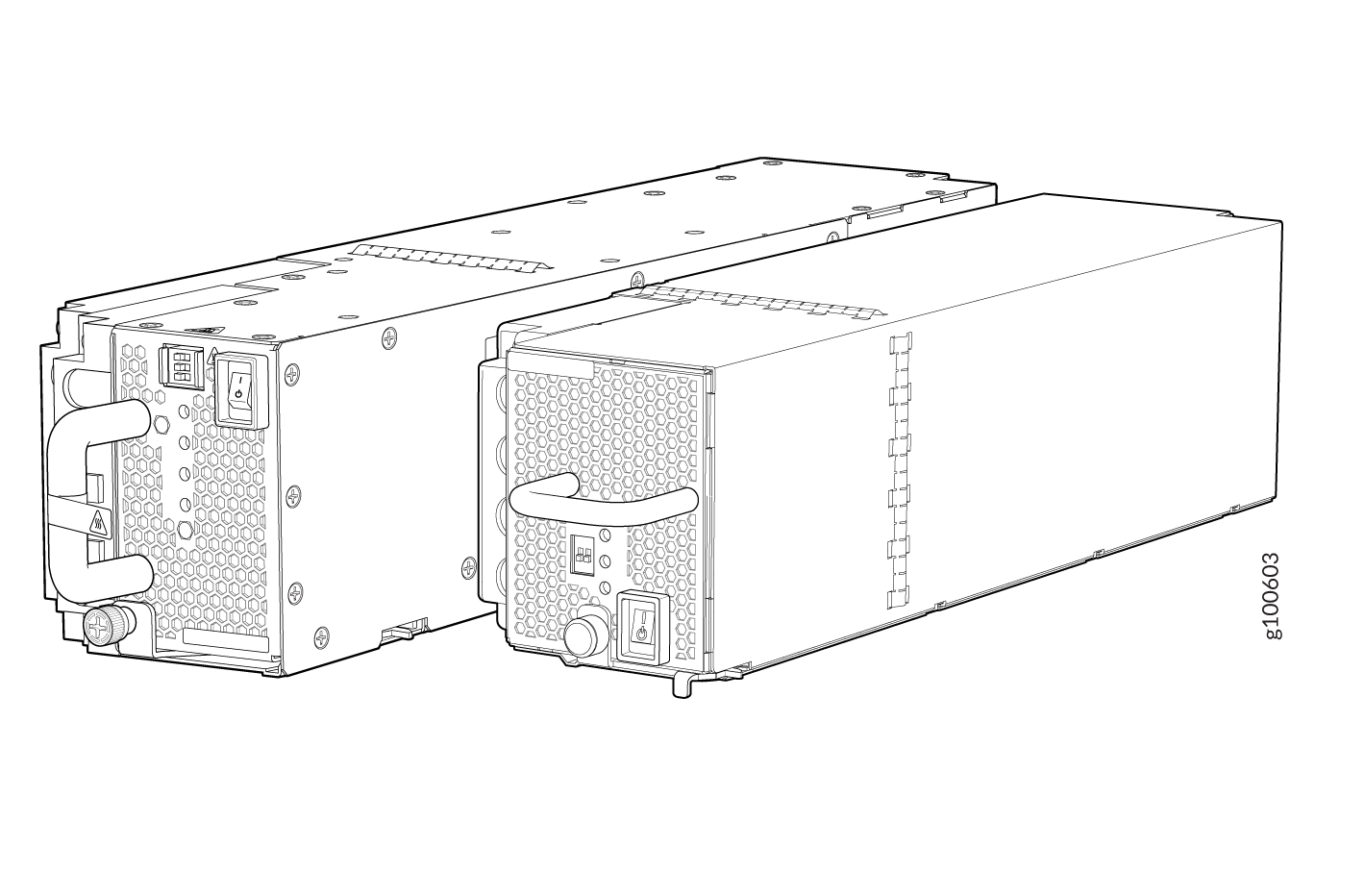 Size Comparison Between JNP10K-PWR-DC2 and JNP10K-PWR-DC Power Supplies
