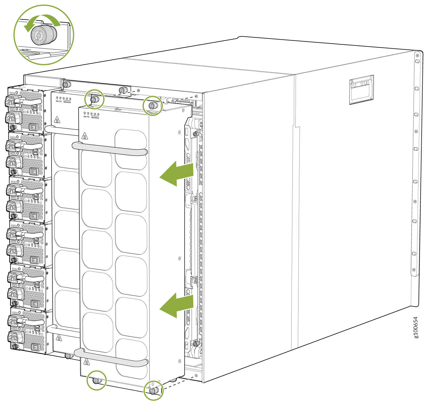 Removing Fan Tray JNP10008-FAN2 from an MX10008