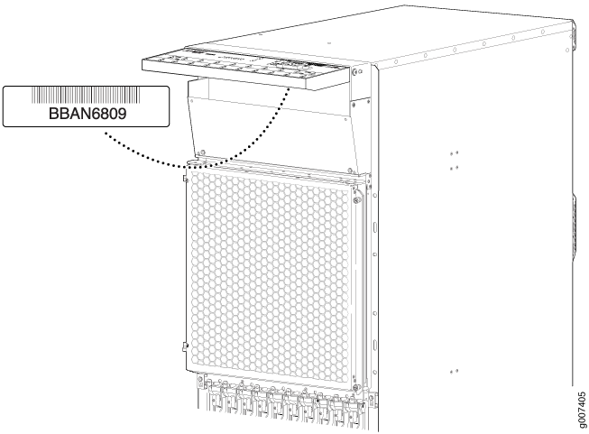 Server unit with honeycomb vent, barcode BBAN6809, indicating hardware identification.