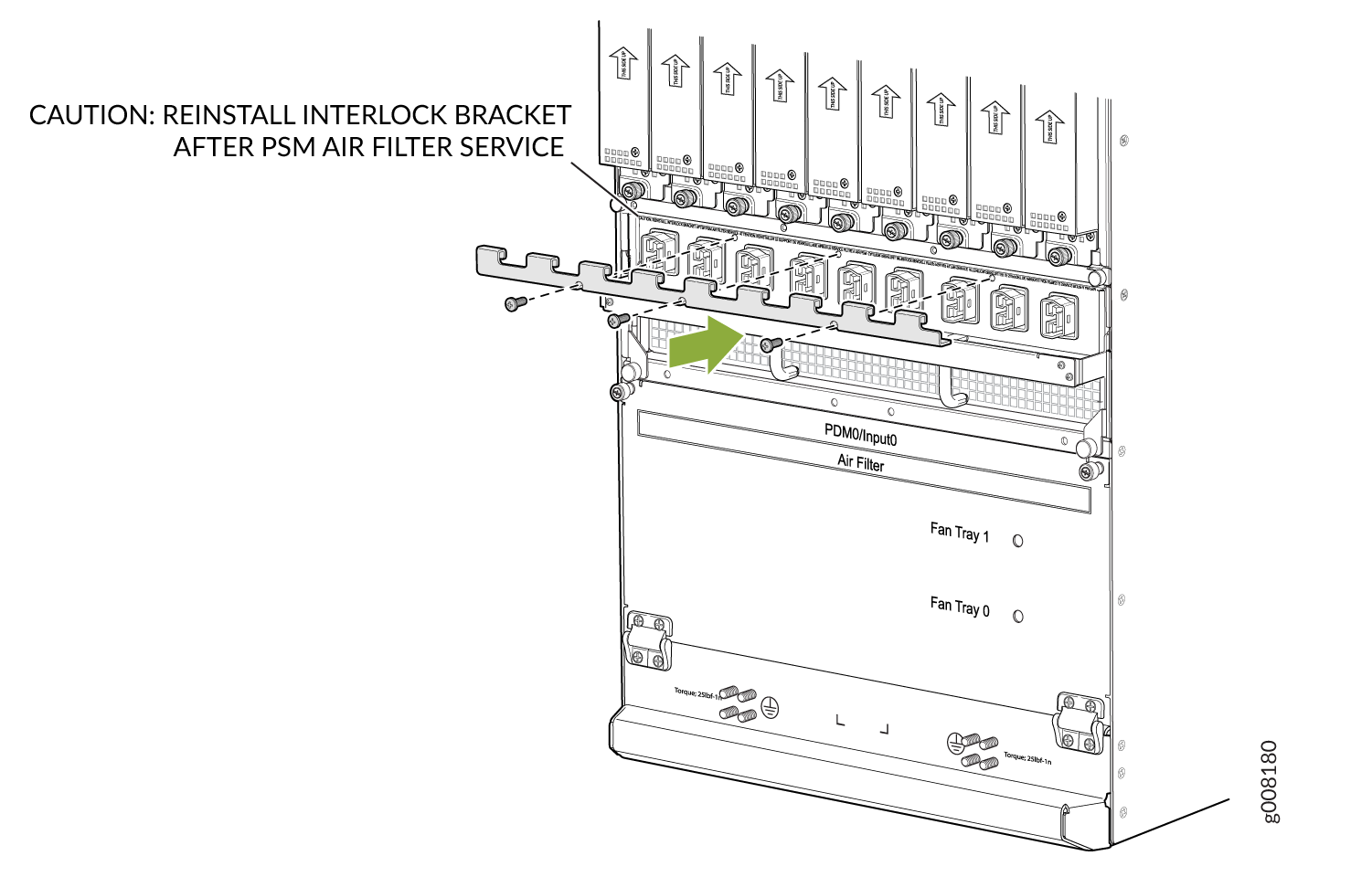 Installing the Mechanical Interlock Bracket (with Universal HVAC/HVDC PSM Installed)