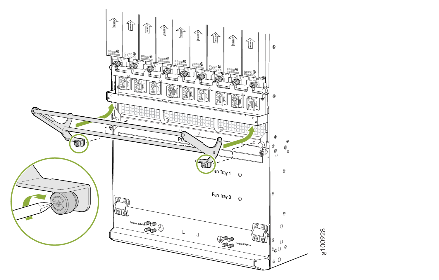 Installing the Extended Rear Cable Manager on the DC PDM (240 V China) and Universal (HVAC/HVDC) PDM