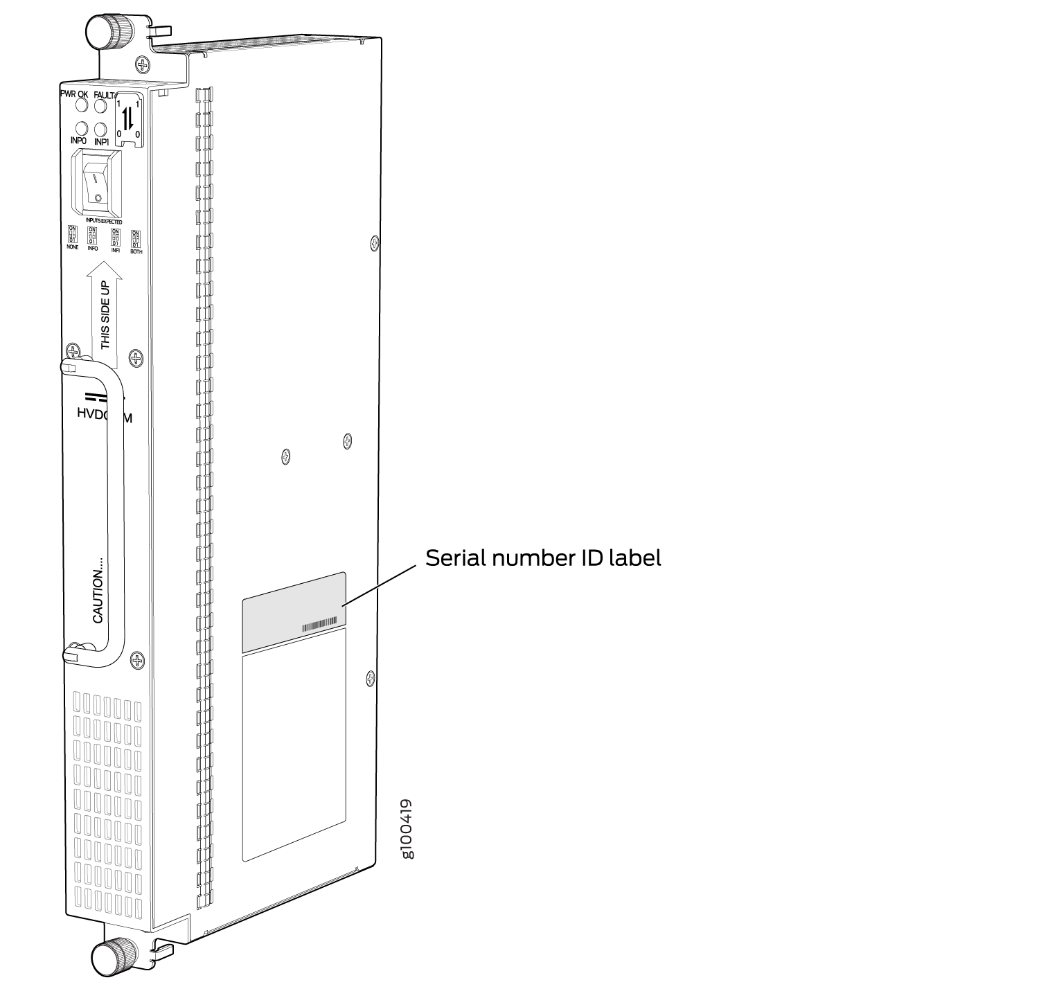 DC Power Supply Module (240 V China) and Second-Generation Universal Power (HVAC/HVDC) Serial Number Label