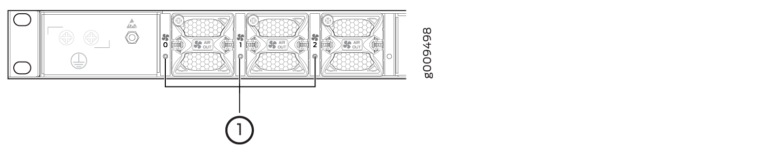 Rear view of a server chassis showing airflow direction with cooling fans labeled AIR OUT and connectors on the left side.