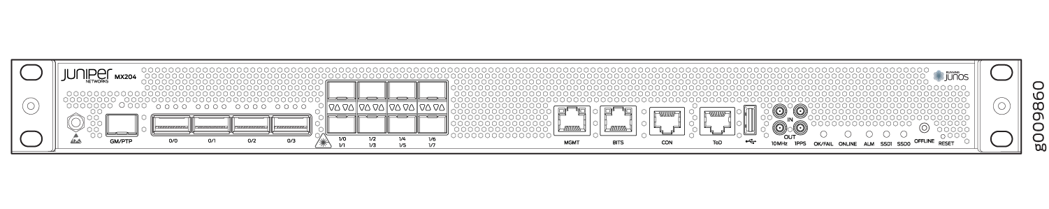 Front View of the MX204 Router