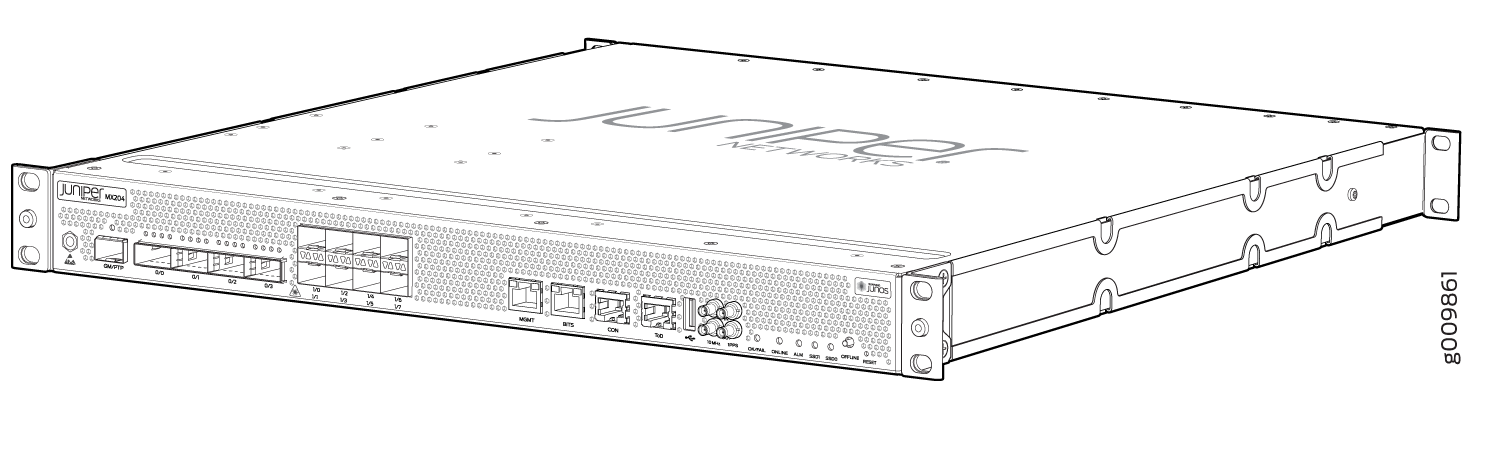 Juniper Networks MX240 router with front panel ports and indicators for network interfaces and management.