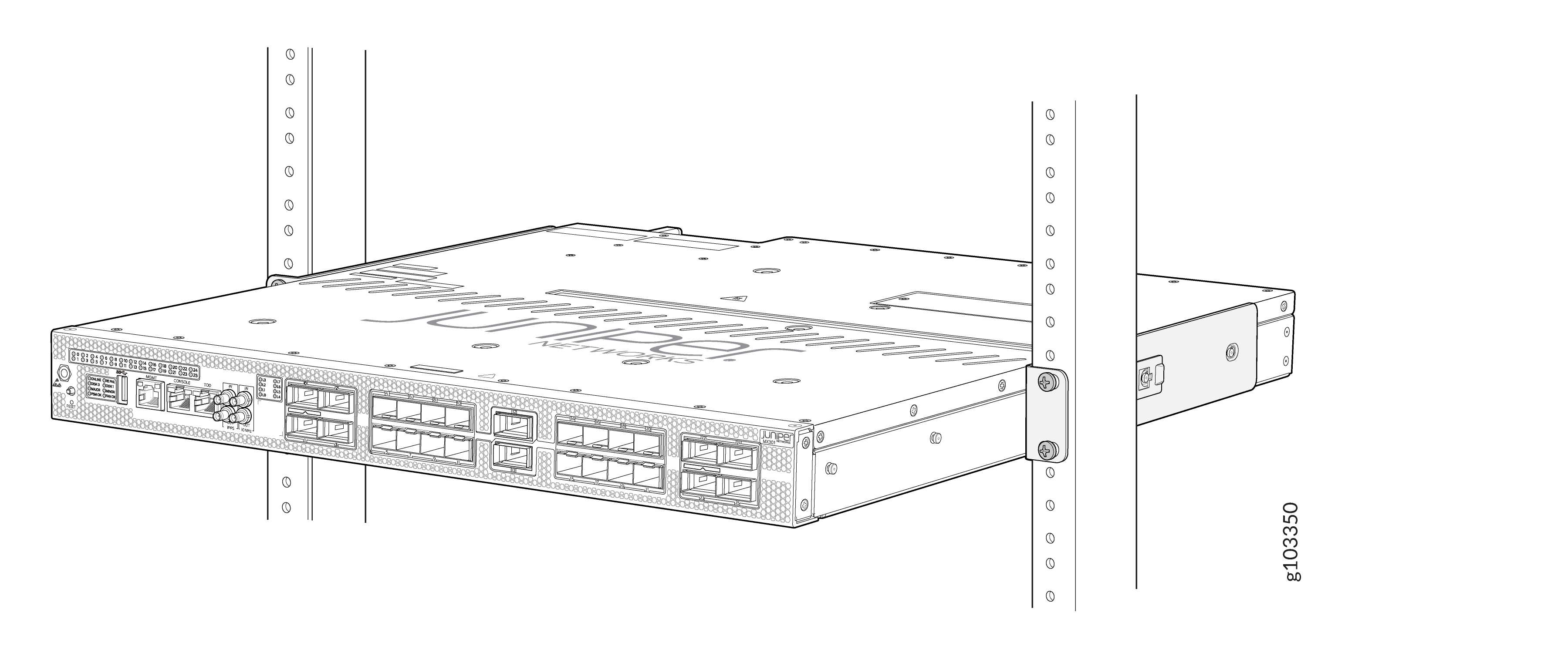 Secured Router in a Two-Post Rack