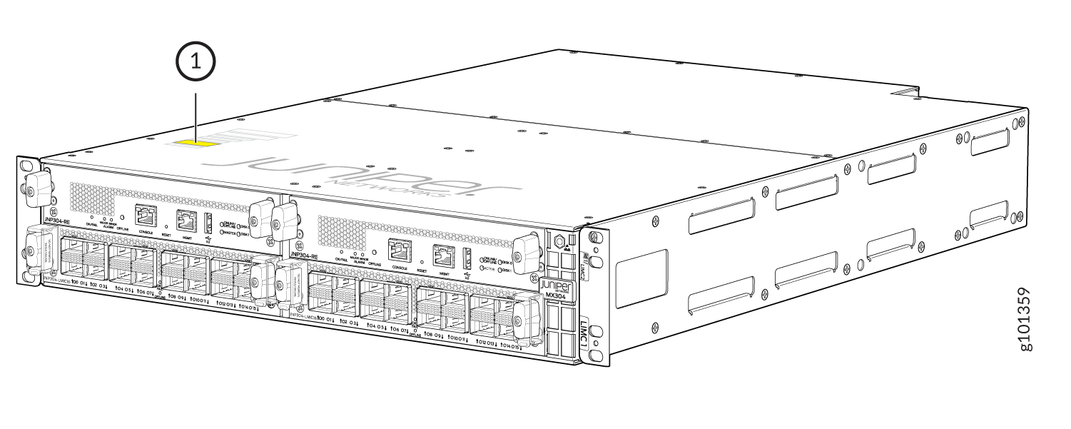 Juniper Networks MX304 router with multiple ports and management interfaces for advanced networking.
