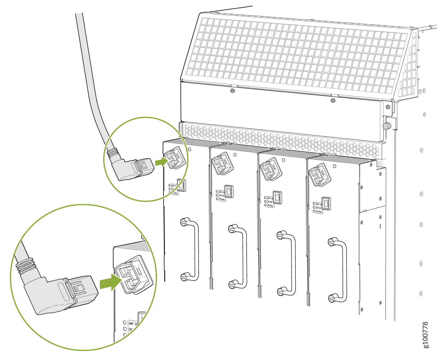 MX960 with a High-Voltage Second-Generation (HVAC or HVDC) Power Feed Connected