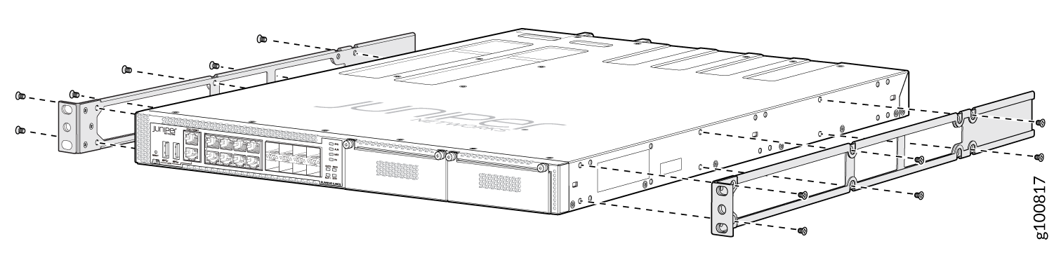 Attaching the Front-Mounting Bracket to the Device Chassis