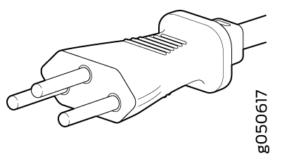 Two-pin electrical plug line drawing for connecting devices to power outlets.
