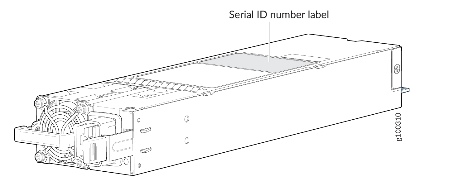 Locating the PTX10003 AC Power Supply Serial Number Label