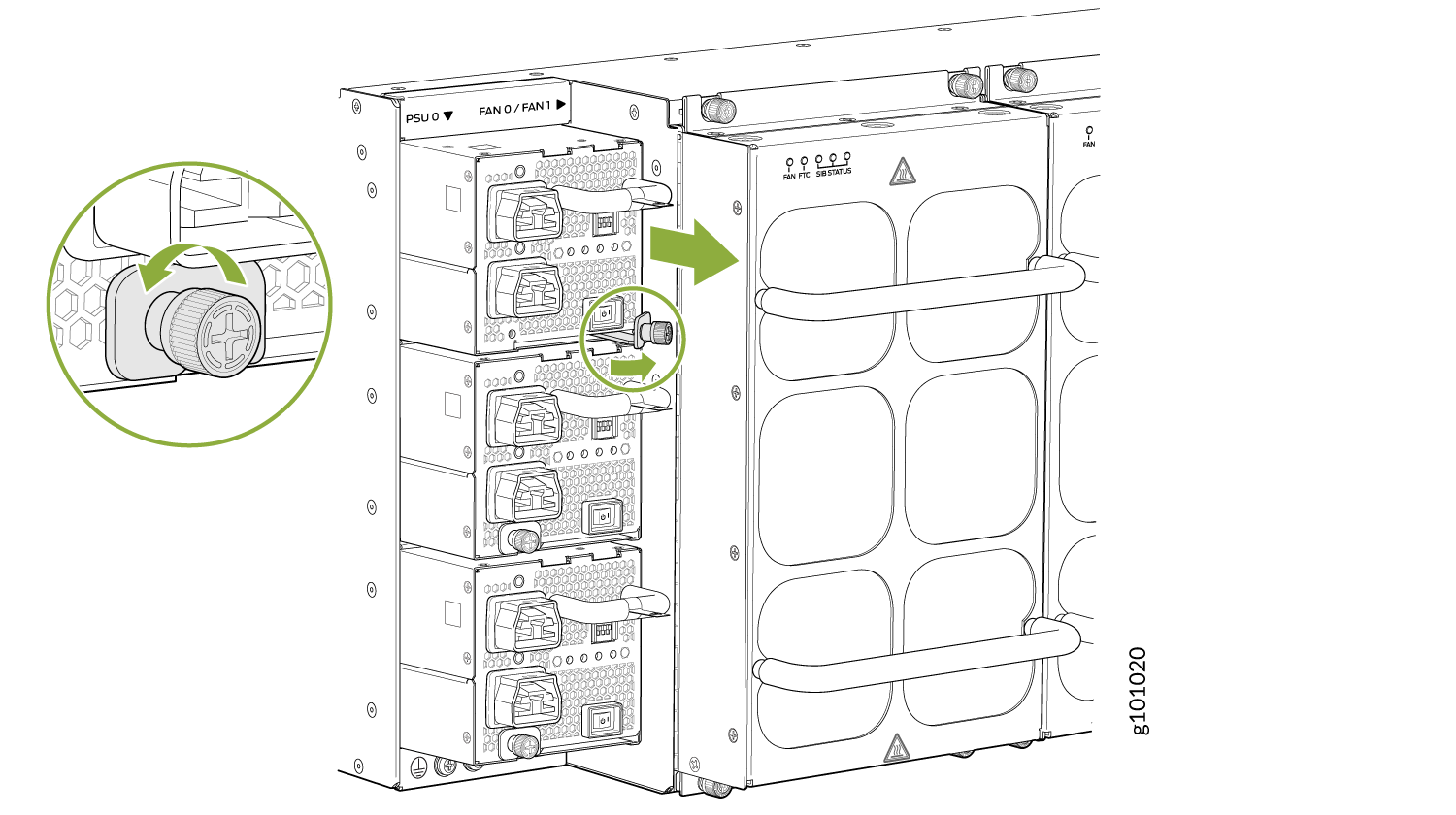 Remove a JNP10K-PWR-AC2 Power Supply from a PTX10004
