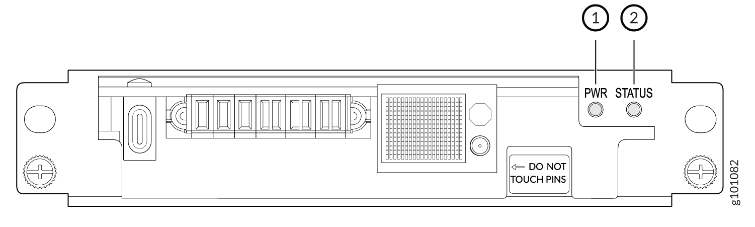 Technical diagram of a computer module with pin connectors, 