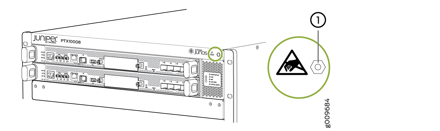 ESD Point on the Front of the PTX10008 Chassis