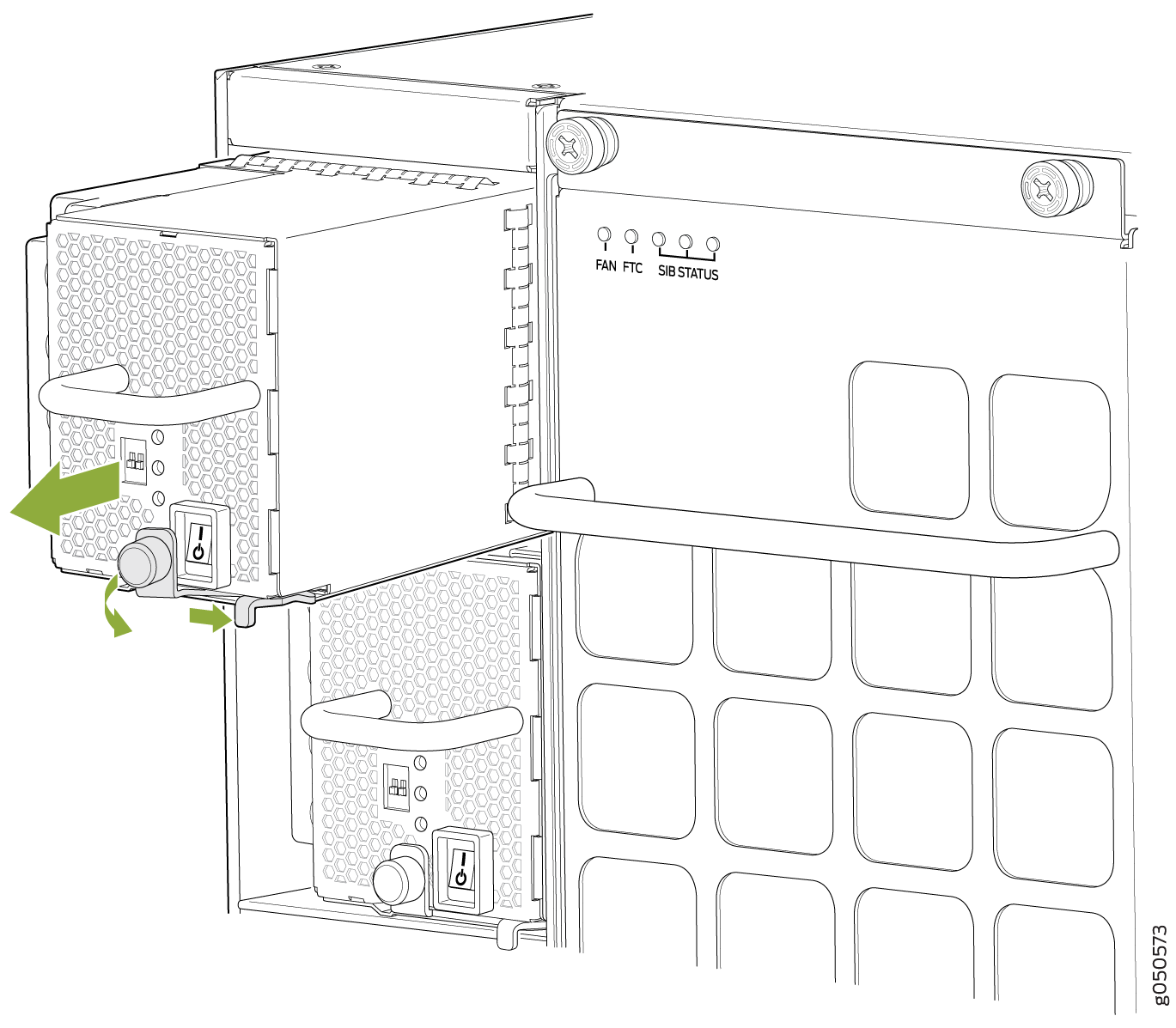 Remove a JNP10K-PWR-DC Power Supply from a PTX10008