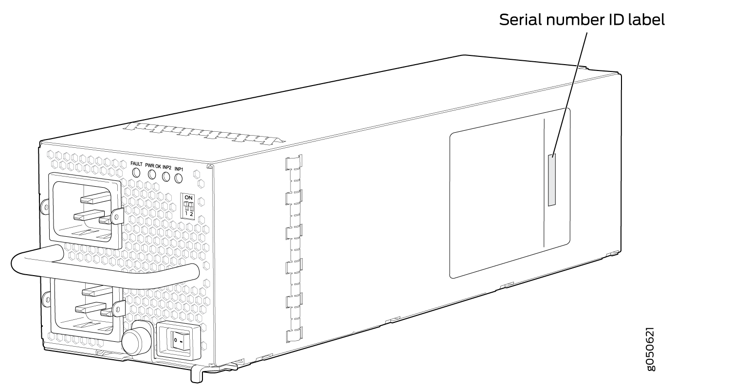 JNP10K-PWR-AC Power Supply Serial Number Location