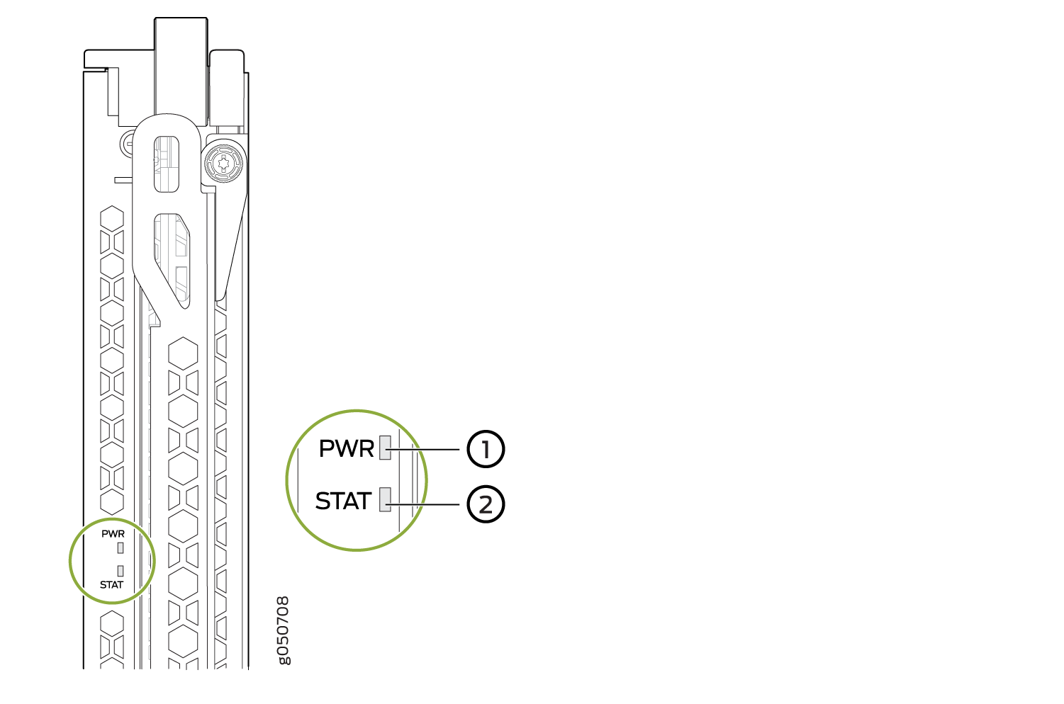 LEDs on JNP10008-SF and JNP10008-SF3 SIBs