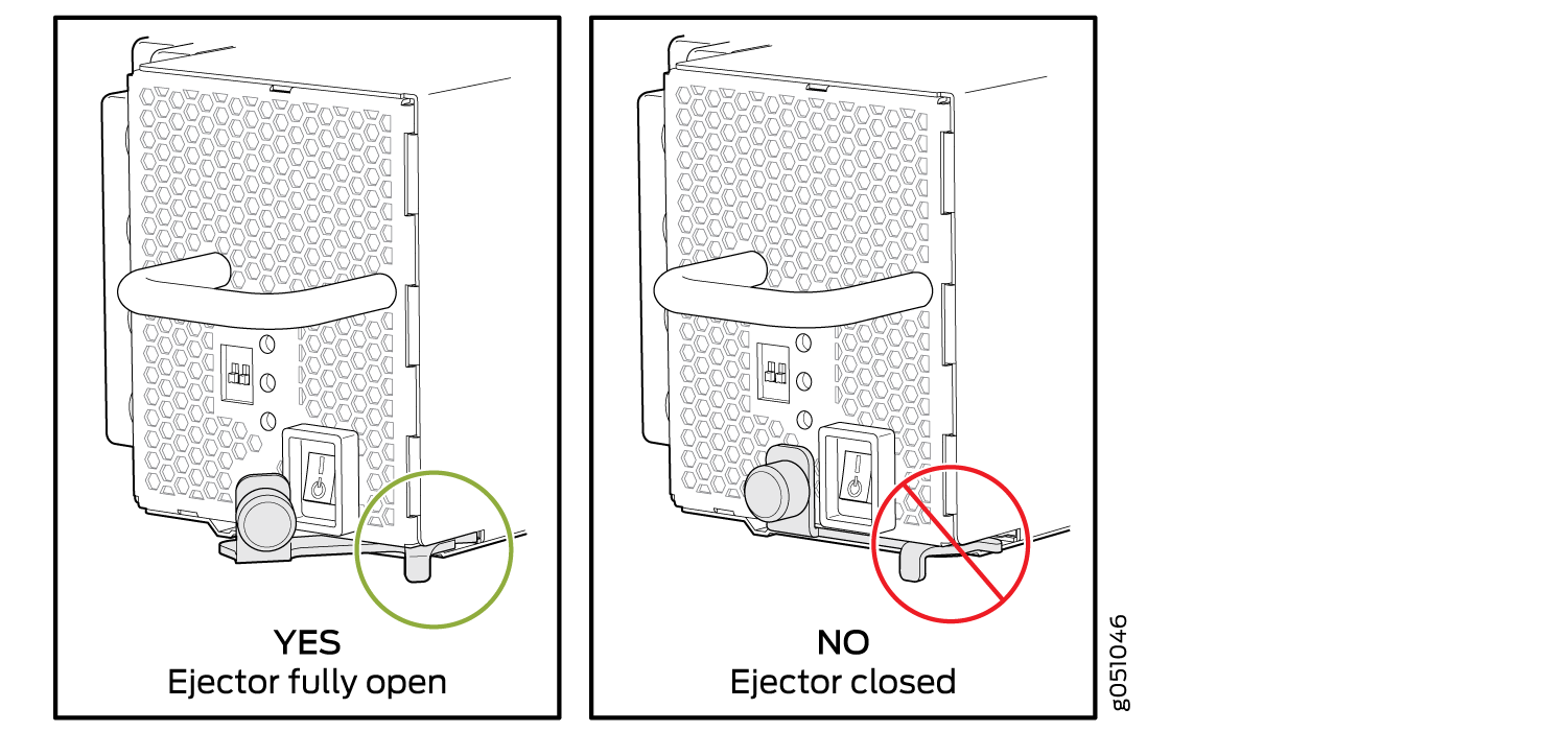 Proper NP10K-PWR-DC Power Supply Ejector Position