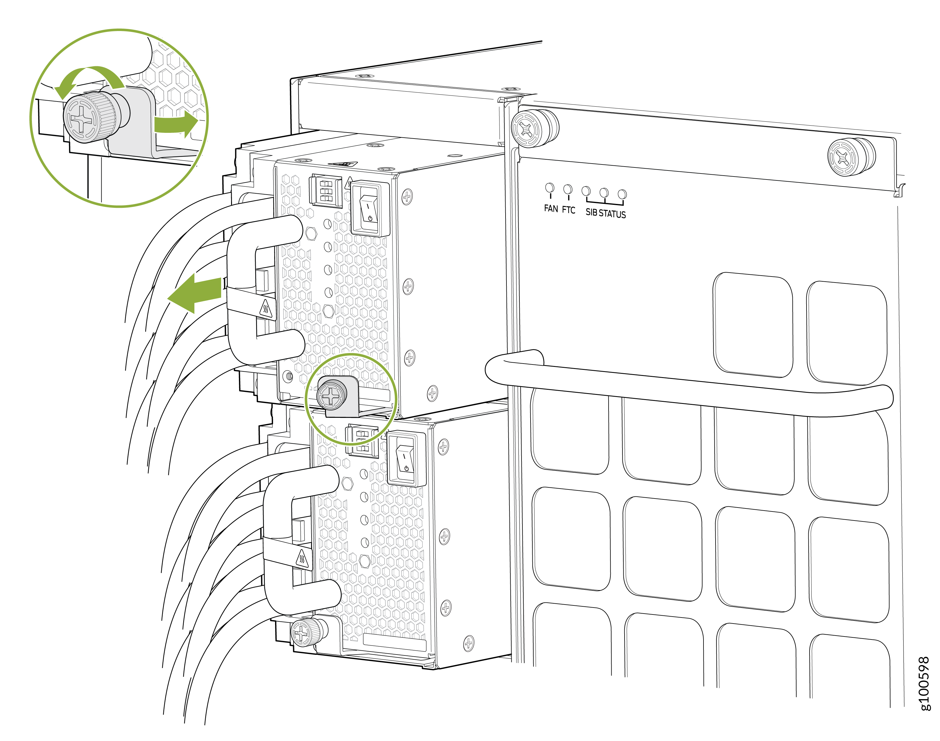 Remove a JNP10K-PWR-DC2 Power Supply from PTX10008