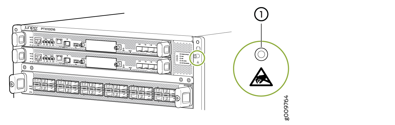ESD Point on the Front of the PTX10016 Chassis
