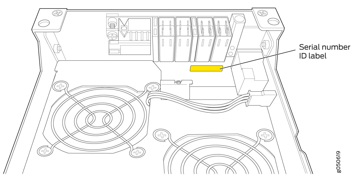 PTX10016 Fan Tray Serial Number Location