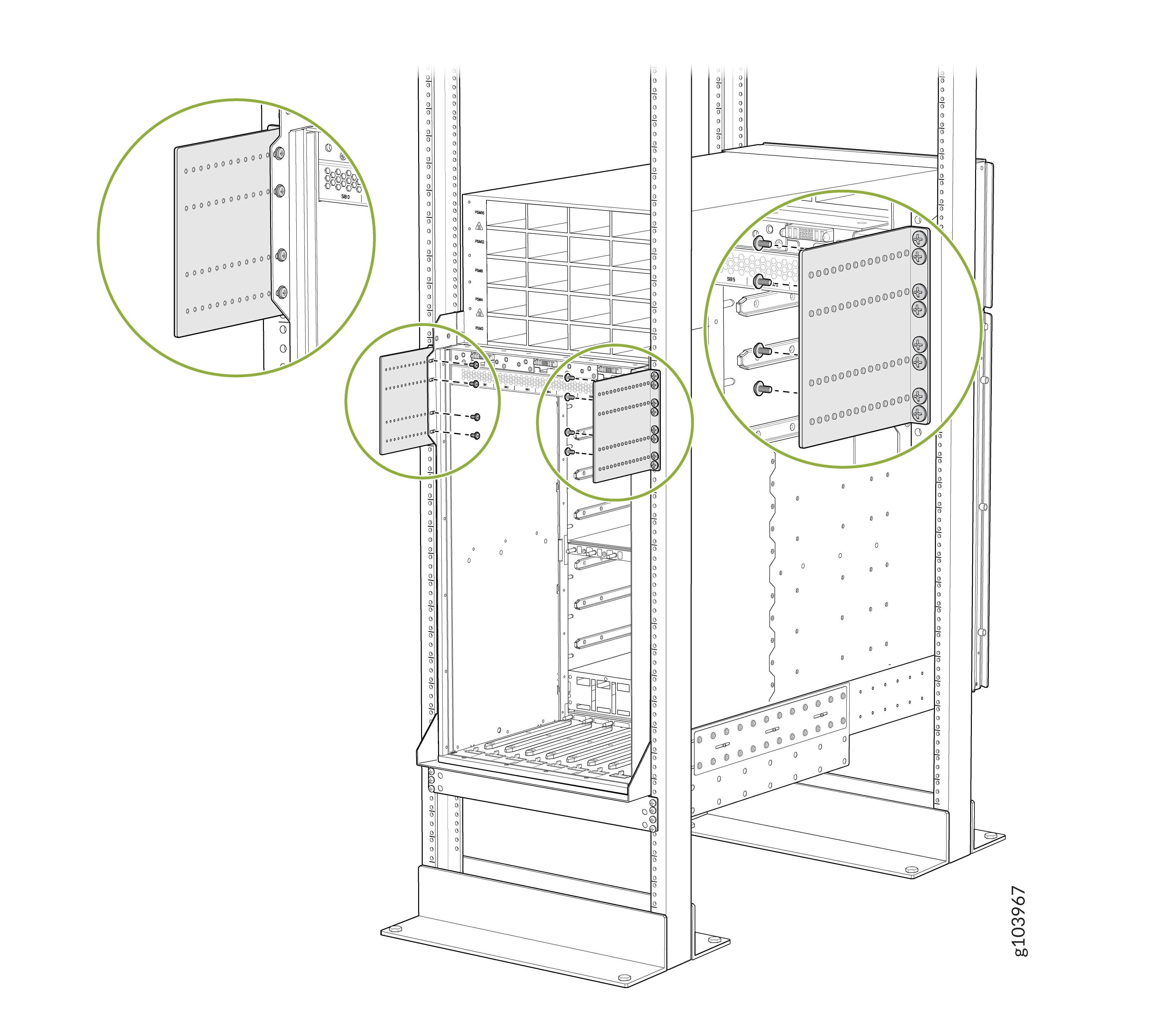 Attach the Chassis to the Rear Side Brackets When the Chassis Is Inside the Rack Posts