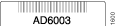 Barcode with alphanumeric code AD6003 and vertical number 1800 on the right.