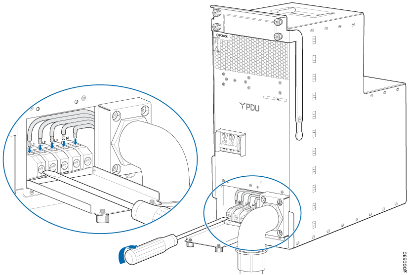 Connecting Power to the High Capacity Wye AC PDU