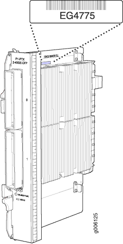 Technical drawing of PI-PTX-240GE-QPP network module with ports and connectors for data transmission.