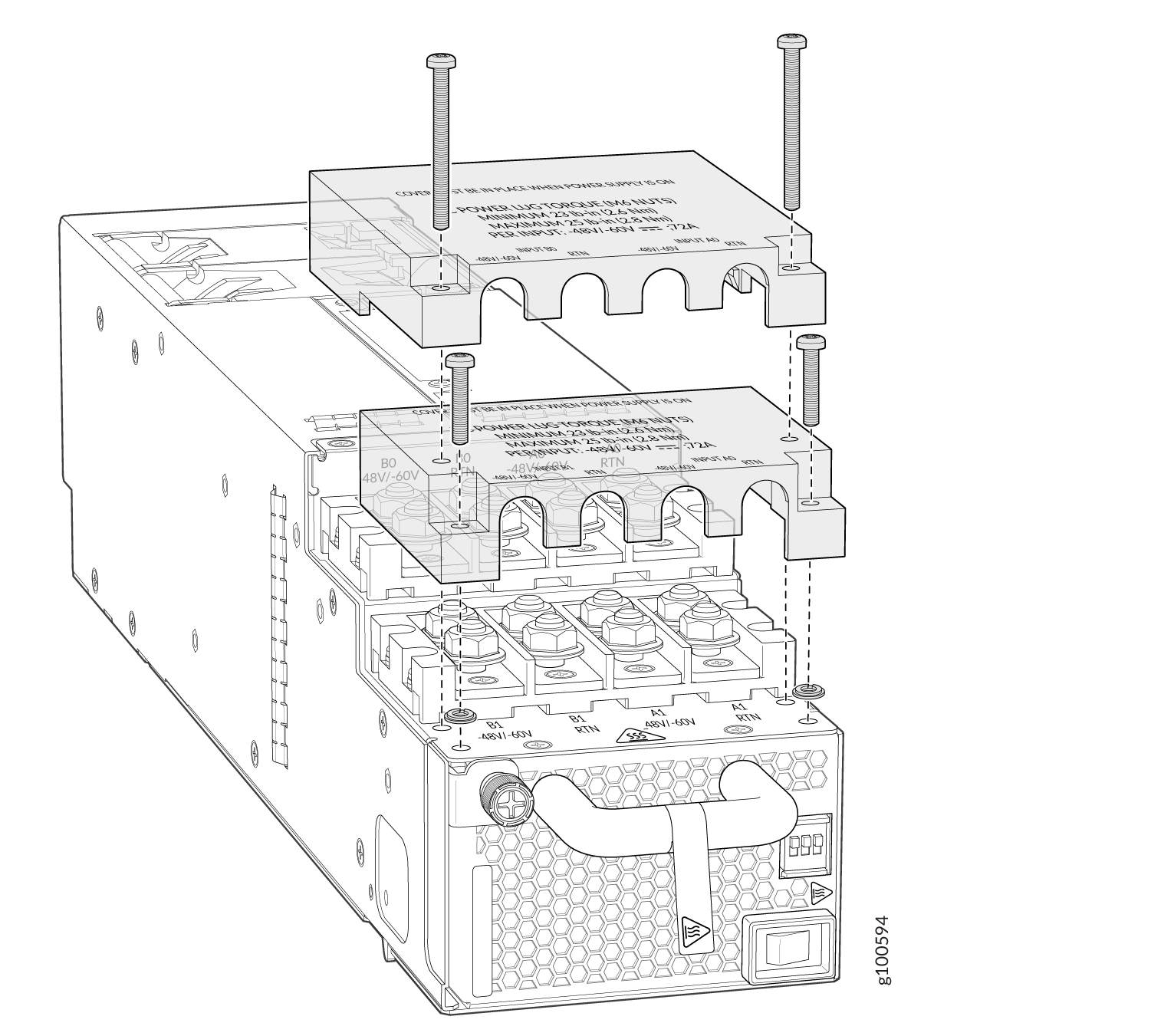 Removing the Plastic Cable Cover on a JNP10K-PWR-DC2 Power Supply