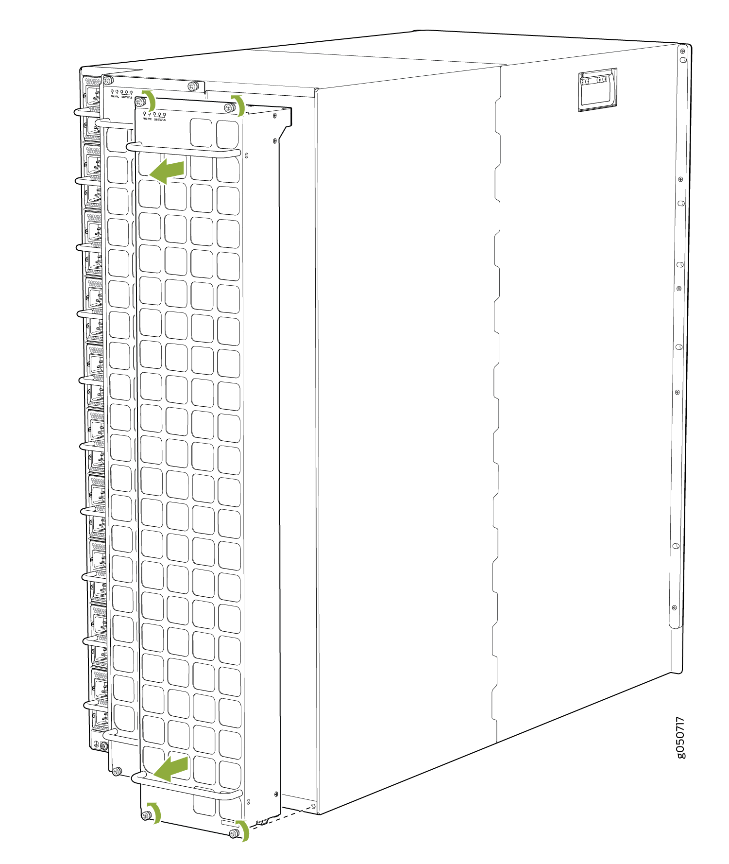 Removing a Fan Tray from a QFX10016 Chassis