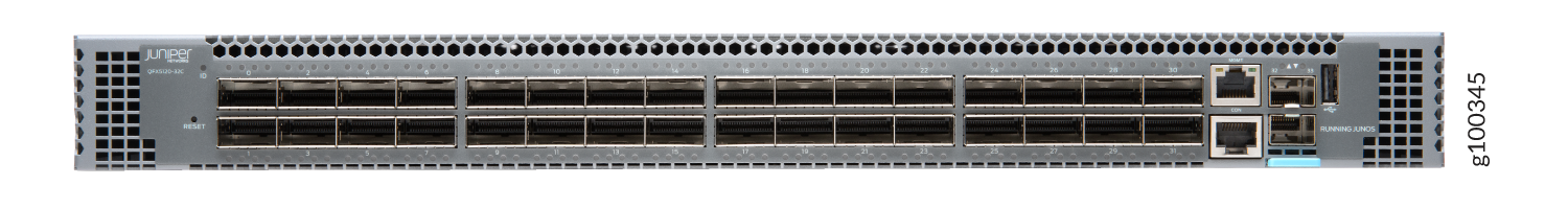Juniper QFX5200-32C network switch with multiple ports for high-speed data center connections.