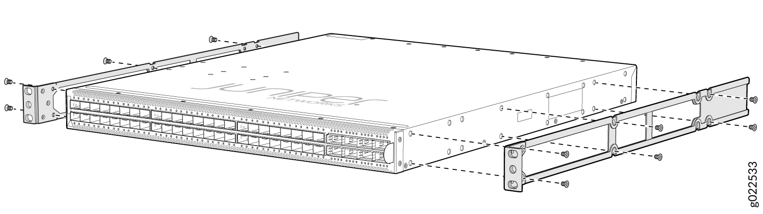 Attach the Flush Mounting Brackets to a QFX5120-48Y Switch Chassis