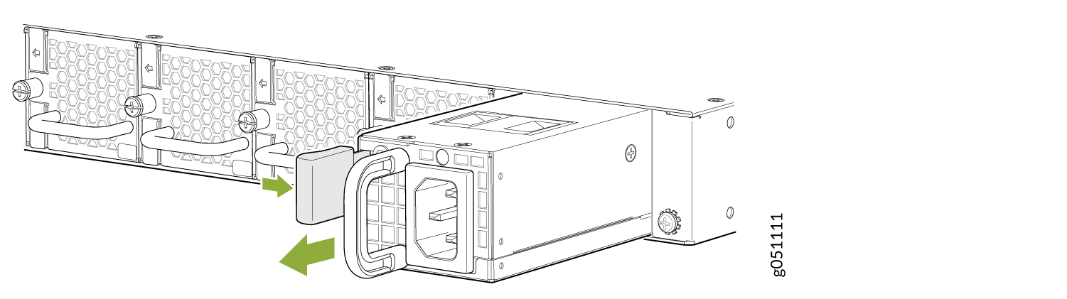 Power supply unit being inserted into a server chassis with ventilation honeycomb pattern.
