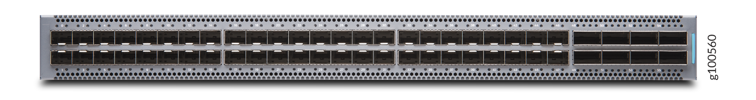 High-density network switch with 56 ports for high-speed data connections used in data centers.