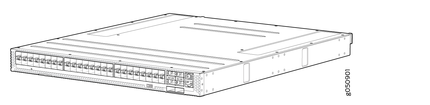 Line drawing of a network switch with multiple Ethernet ports for device connectivity in a LAN.