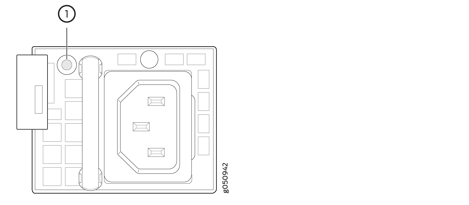 Technical diagram of an electronic component with a central octagonal element and labeled circular area 1. Part code 8050942.