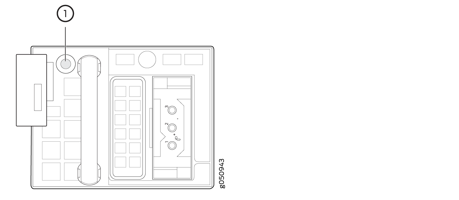 Technical diagram highlighting labeled part 1 as a key component, possibly a button or sensor, within an electronic device layout.
