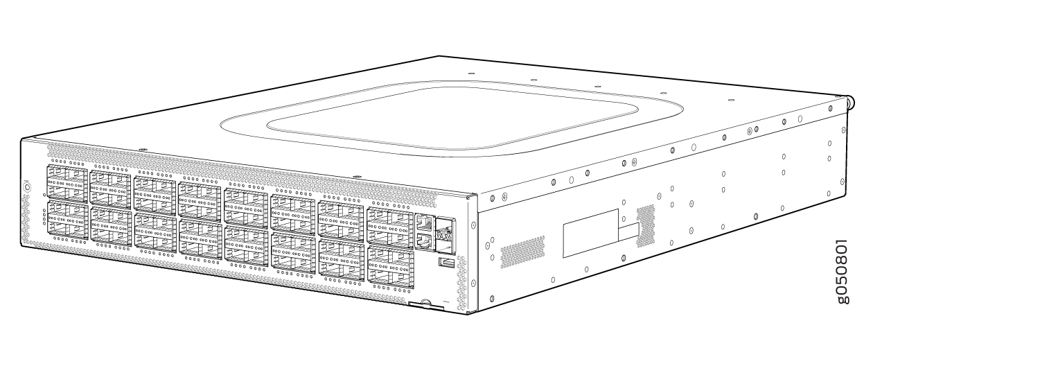 Line drawing of a network switch with multiple ports on the front panel for connecting devices.