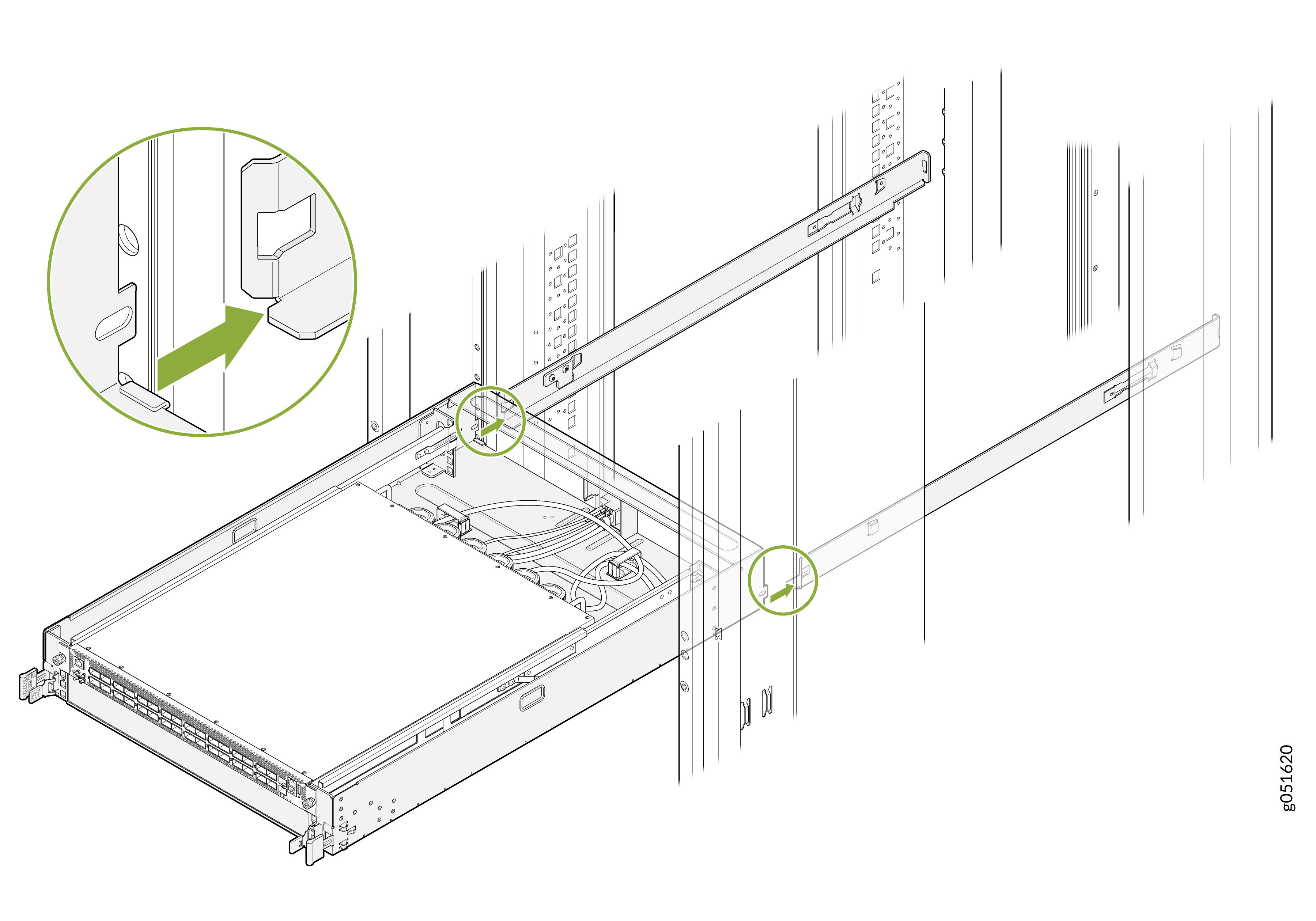 Align the Switch-Tray Assembly with the rails