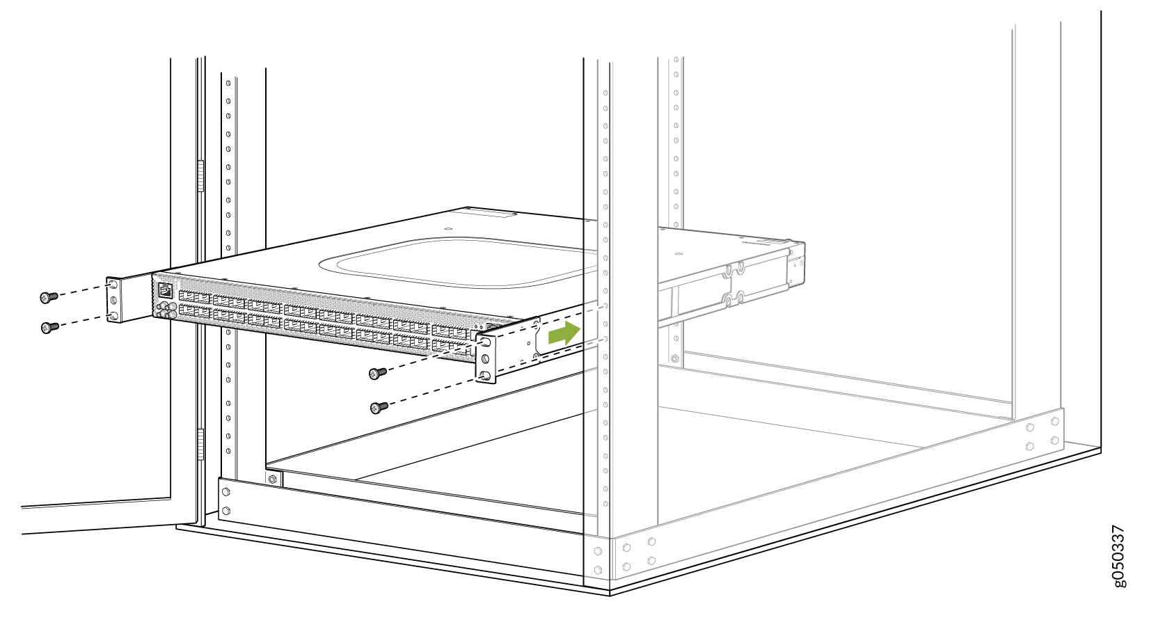 Attaching QFX5220-32CD to Cabinet Rack