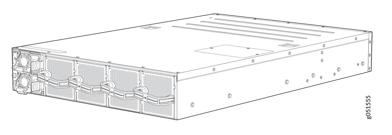 Rack-mounted server chassis with multiple slots for hot-swappable components like power supplies or cooling fans.