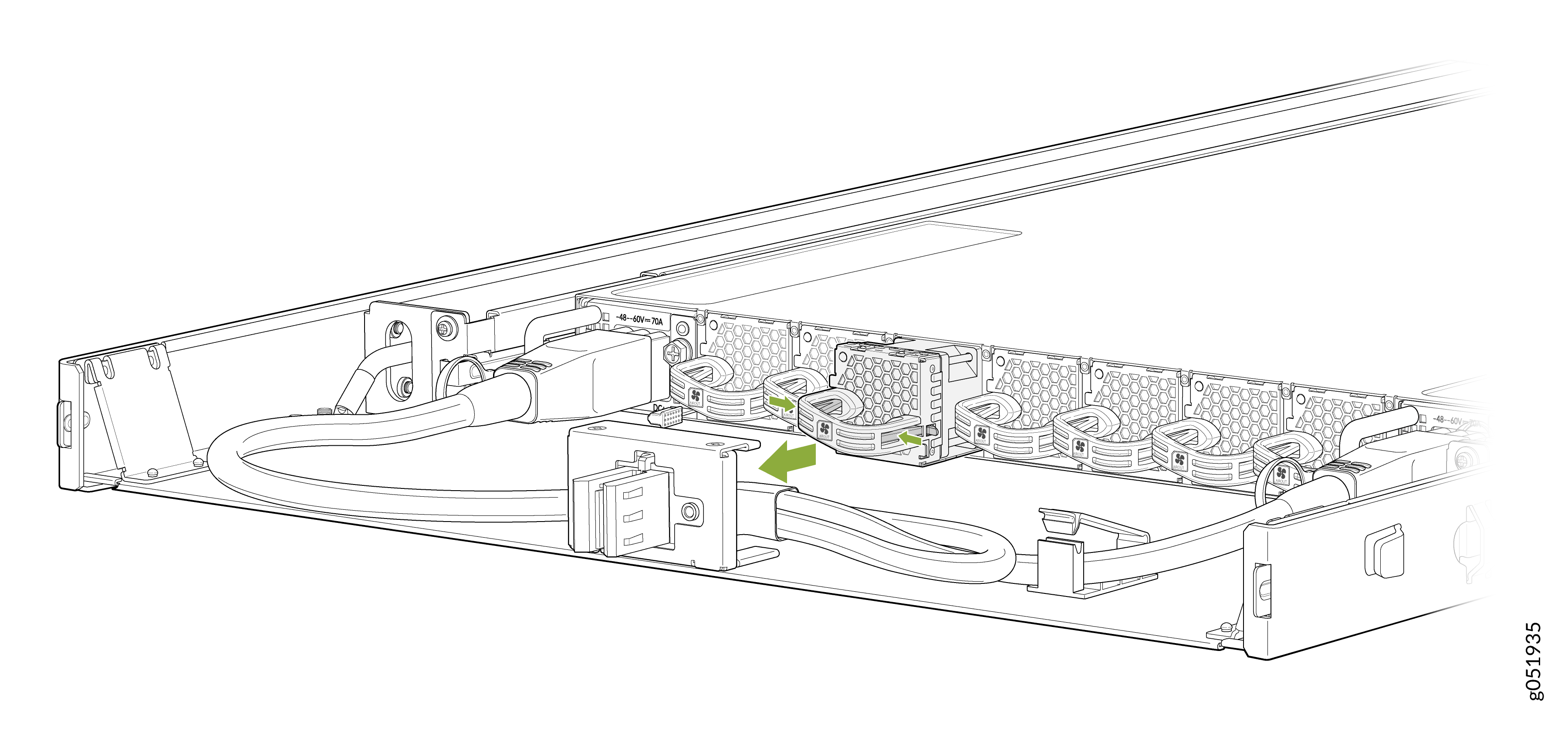 Remove the Fan Module from QFX5241-32OD-T1 Switch While Off-Rack
