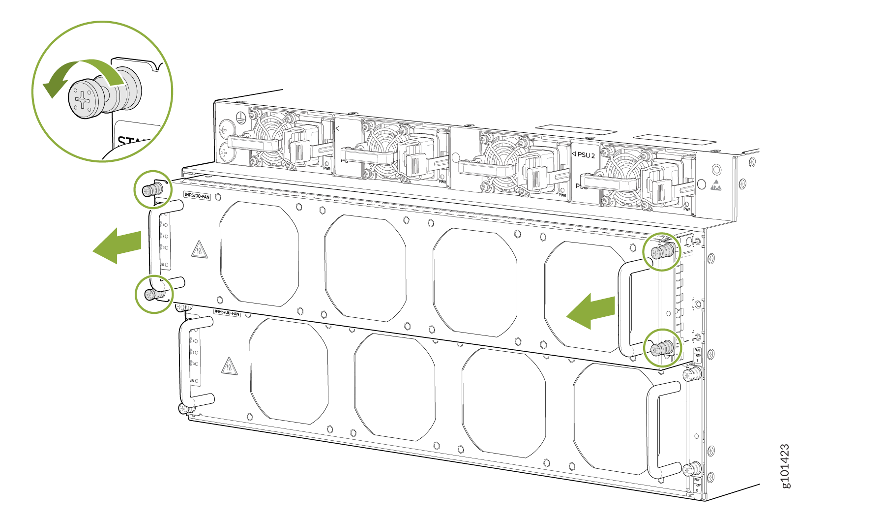 Remove a QFX5700 Fan Tray