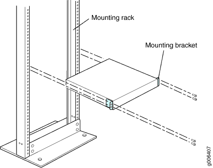 Mounting bracket attached to a rack for installing servers or hardware components.