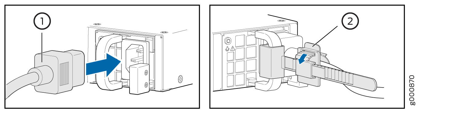 Connecting the AC Power Cord on the SRX1500 Services Gateway