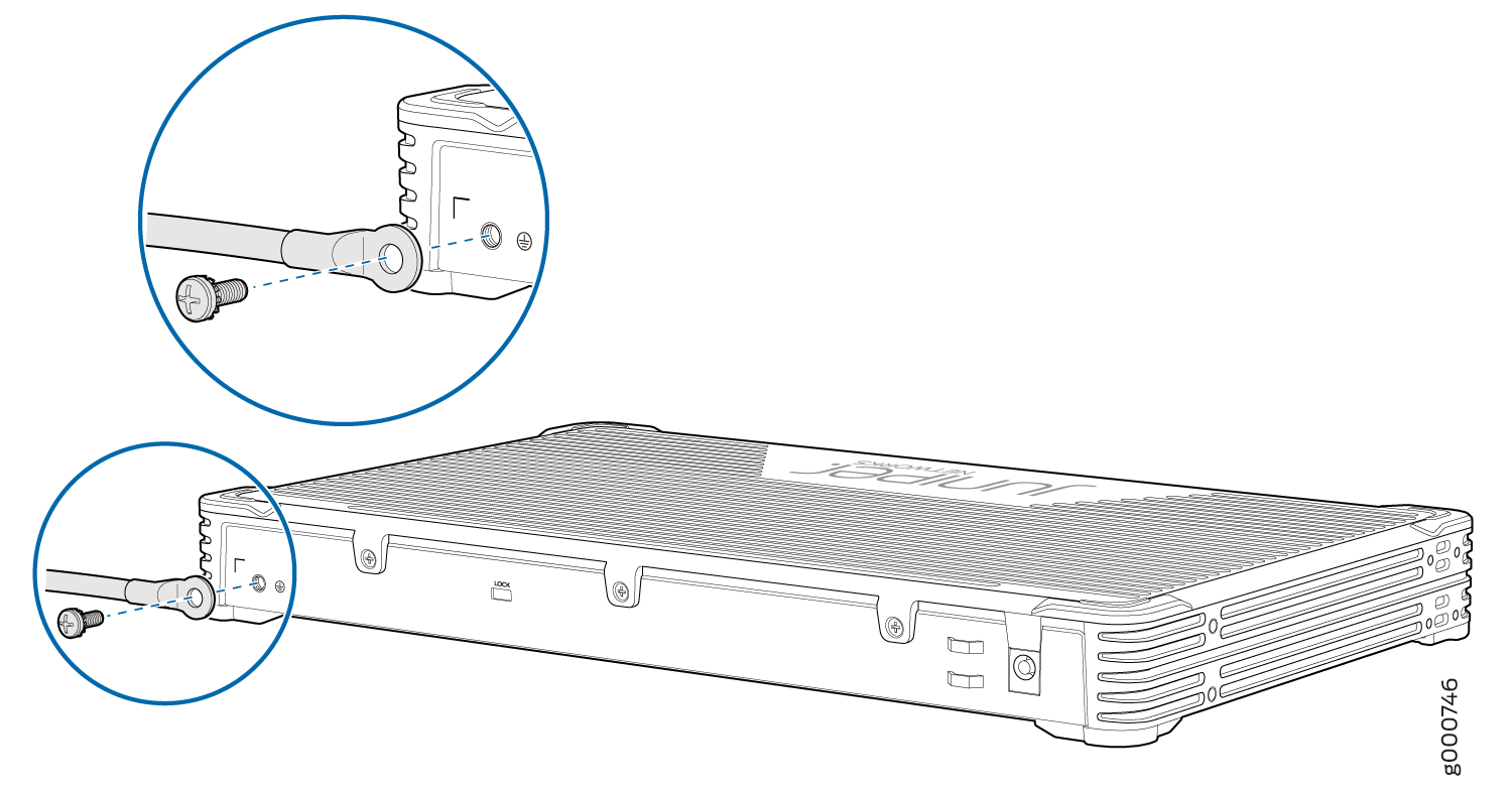 Connecting the Grounding Cable to the SRX300 Firewall
