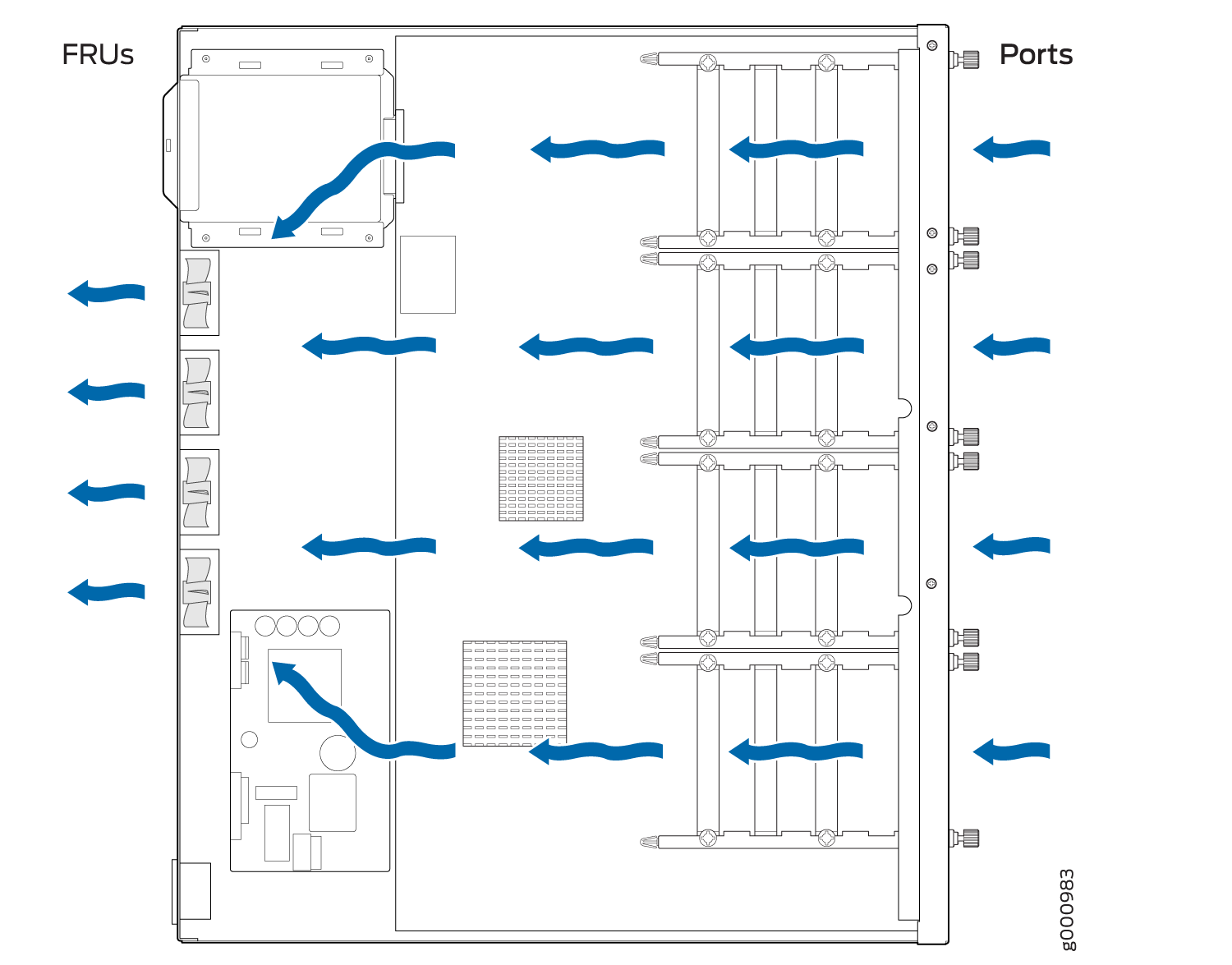 Airflow Through the SRX345 Firewall Chassis