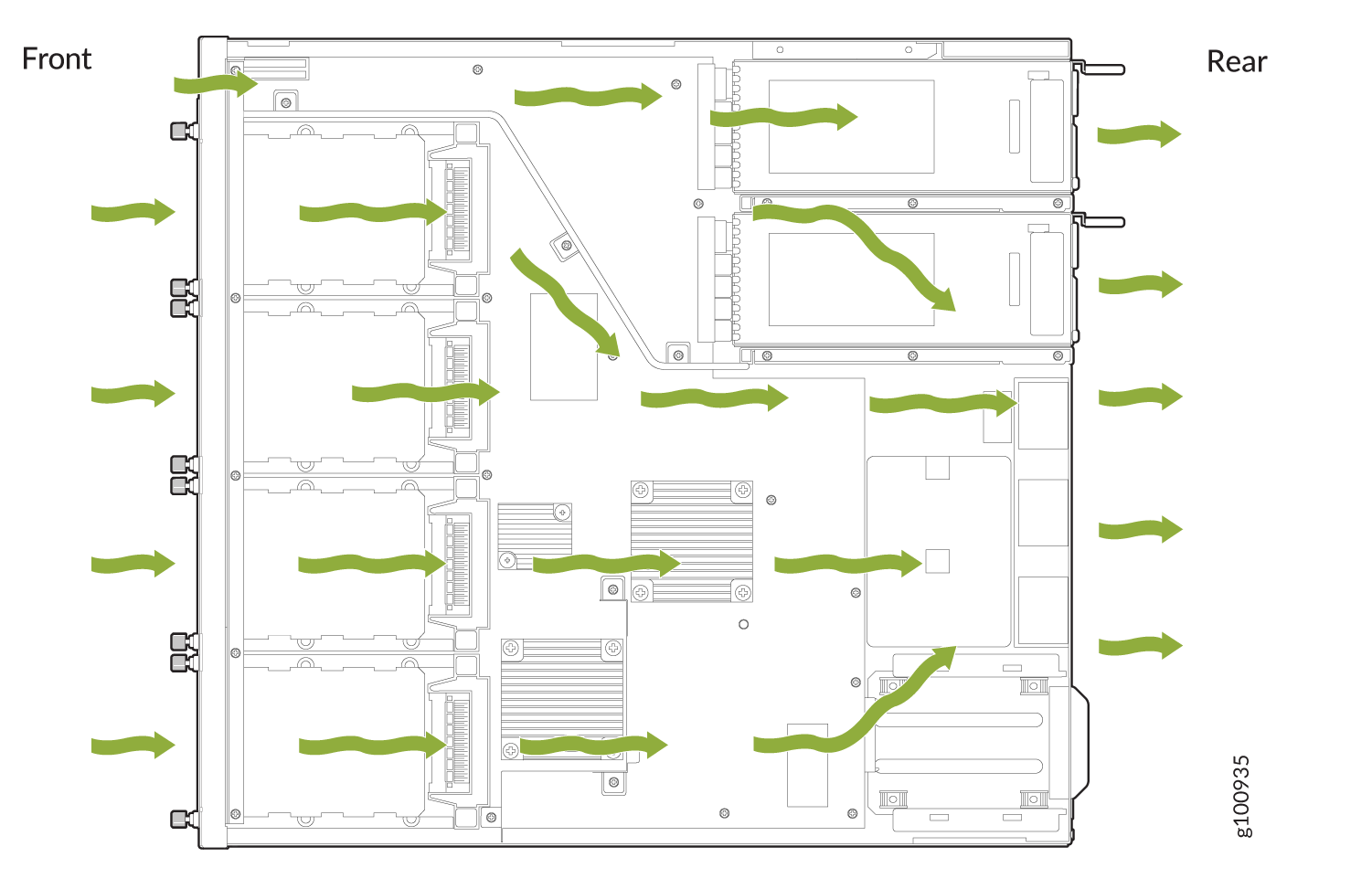 Airflow Through the SRX380 Firewall Chassis